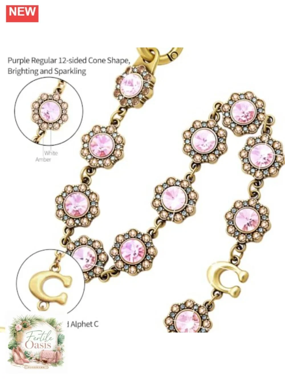 Crystal Floral Bag Charm Chain Extender, Rhinestone Purse Charm for Handbag Tote